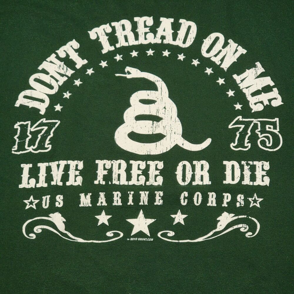 Don't Tread On Me US Marine Corps Graphic SS Green Unisex Tee - Size 2XL